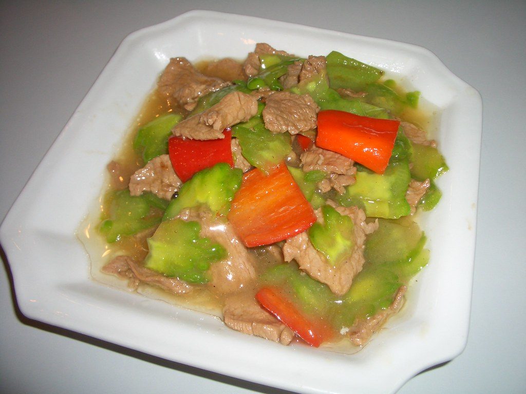 Stir-fried bitter melon in a traditional dish
